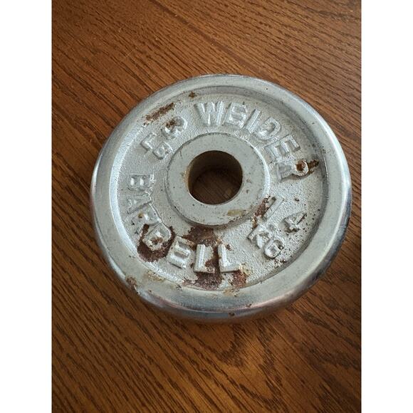 Set Of 2 3# Vintage Weider Barbell Dumbell Iron Weight Plates 1” Standard 3 LB - Picture 4 of 5